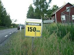 Ein Restdistanz-Schild. Hier geht's zur Großansicht...